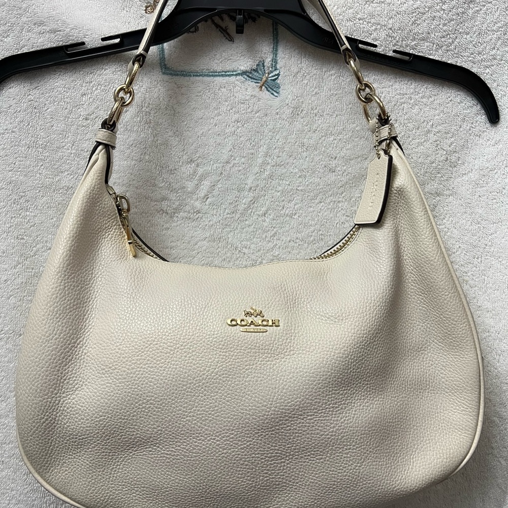 Coach White Pebble Leather Harley Hobo Bag